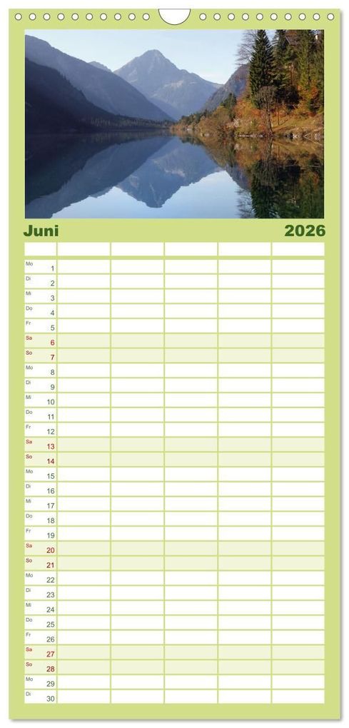 Weitere Ansicht: Familienplaner 2026 - Zauber der Berglandschaft mit 5 Spalten (Wandkalender, 21 x 45 cm) CALVENDO | Christine Wirges, Calvendo