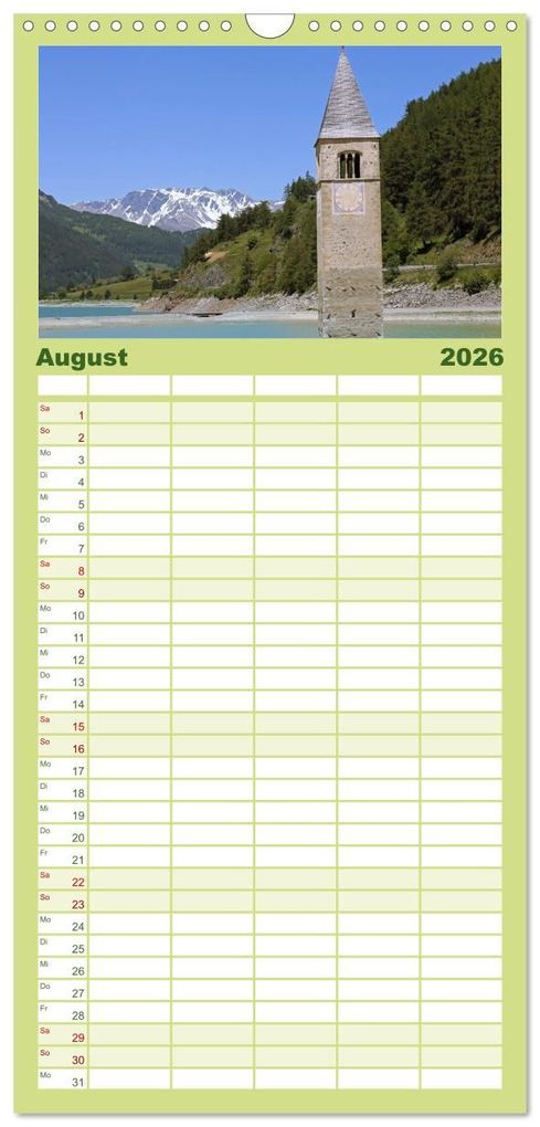 Weitere Ansicht: Familienplaner 2026 - Zauber der Berglandschaft mit 5 Spalten (Wandkalender, 21 x 45 cm) CALVENDO | Christine Wirges, Calvendo