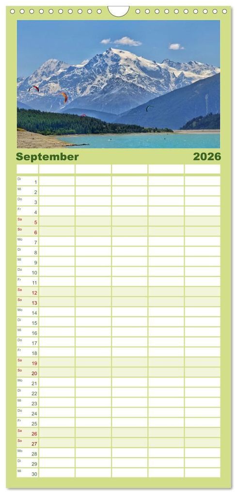 Weitere Ansicht: Familienplaner 2026 - Zauber der Berglandschaft mit 5 Spalten (Wandkalender, 21 x 45 cm) CALVENDO | Christine Wirges, Calvendo