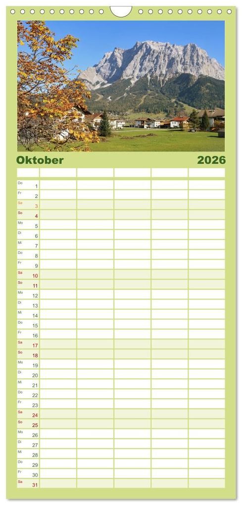 Weitere Ansicht: Familienplaner 2026 - Zauber der Berglandschaft mit 5 Spalten (Wandkalender, 21 x 45 cm) CALVENDO | Christine Wirges, Calvendo