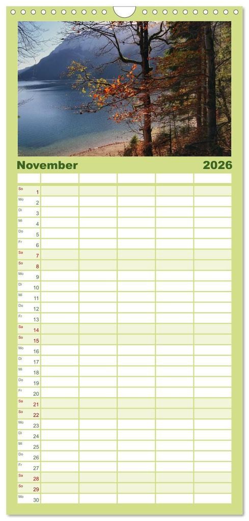Weitere Ansicht: Familienplaner 2026 - Zauber der Berglandschaft mit 5 Spalten (Wandkalender, 21 x 45 cm) CALVENDO | Christine Wirges, Calvendo