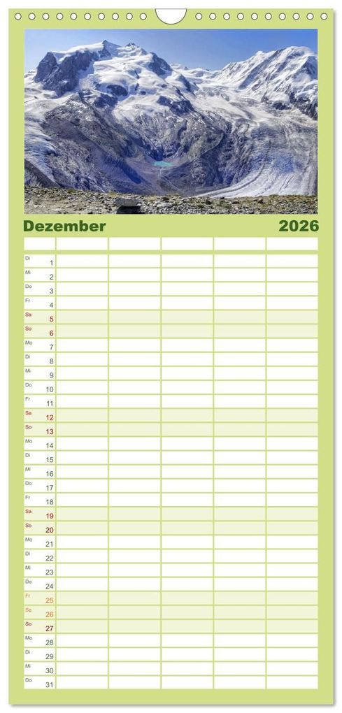 Weitere Ansicht: Familienplaner 2026 - Zauber der Berglandschaft mit 5 Spalten (Wandkalender, 21 x 45 cm) CALVENDO | Christine Wirges, Calvendo