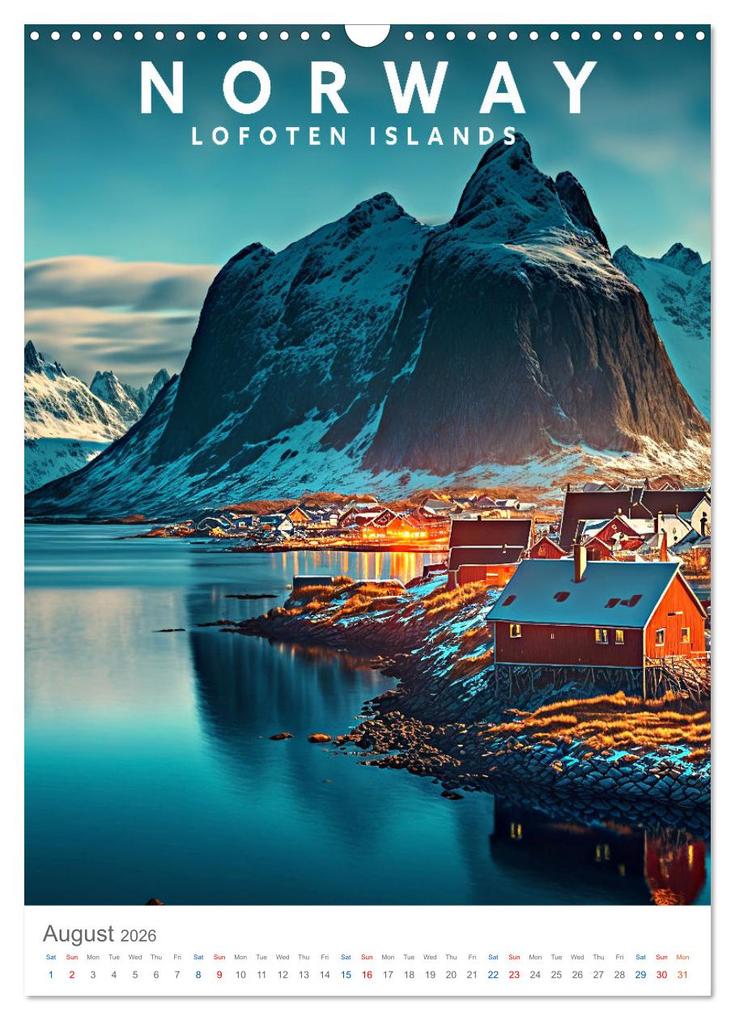 Weitere Ansicht: Lofoten Islands - Old School Poster Style (Wall Calendar 2026 DIN A3 portrait), CALVENDO 12 Month Wall Calendar | Calvendo, Val Thoermer