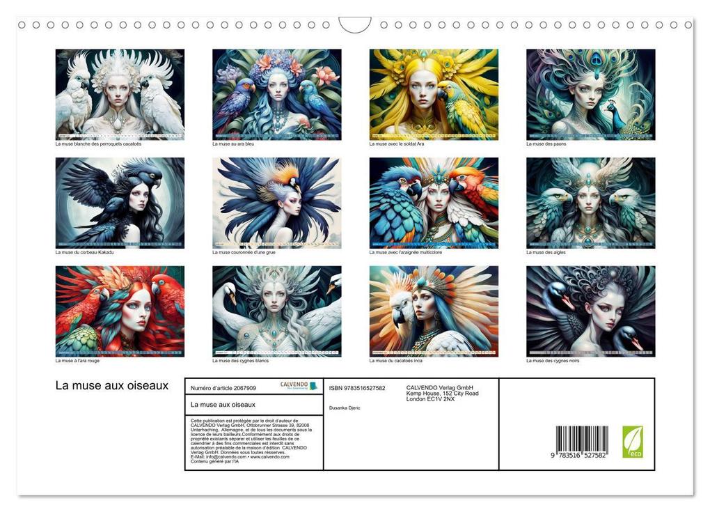 Weitere Ansicht: La muse aux oiseaux (Calendrier mural 2026 DIN A3 vertical), CALVENDO calendrier mensuel | Calvendo, Dusanka Djeric