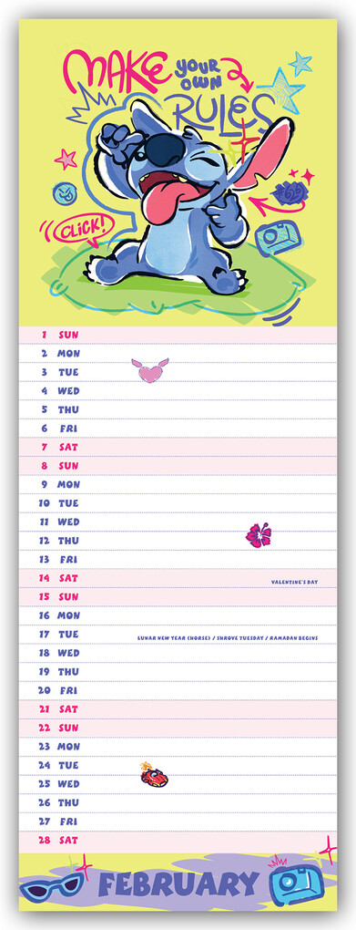 Weitere Ansicht: Disney Stitch 2026 - Slimline-Kalender