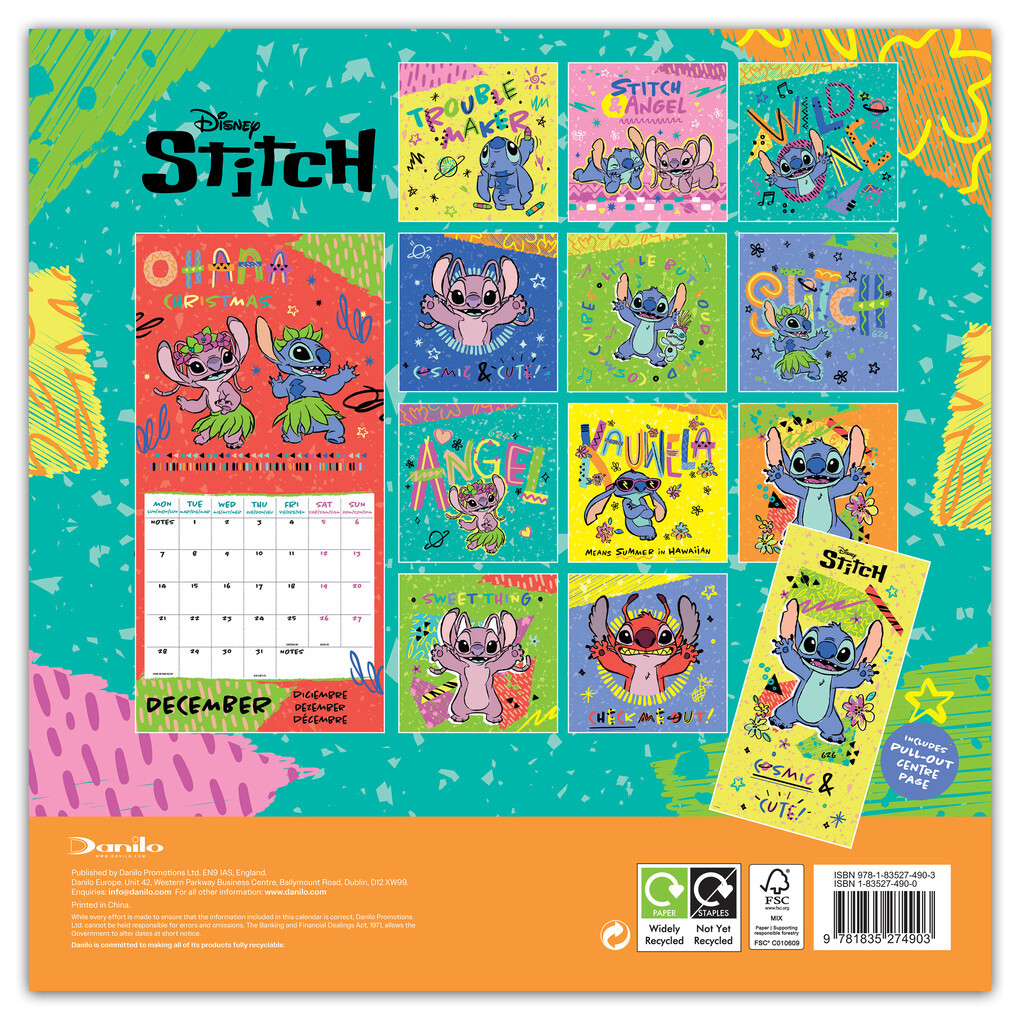 Weitere Ansicht: Disney Stitch - Offizieller Kalender 2026 - Wandkalender | Danilo Promotion Ltd