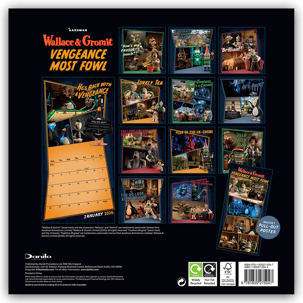 Weitere Ansicht: Wallace and Gromit 2026 - Wandkalender | Danilo Promotion Ltd