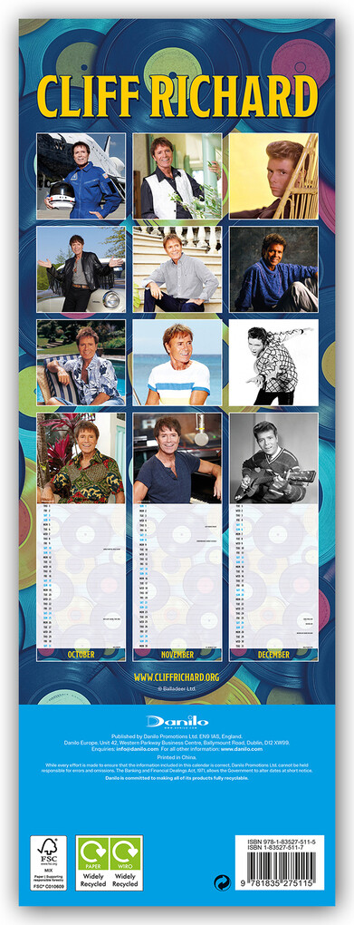 Weitere Ansicht: Cliff Richard 2026 - Slimline-Kalender