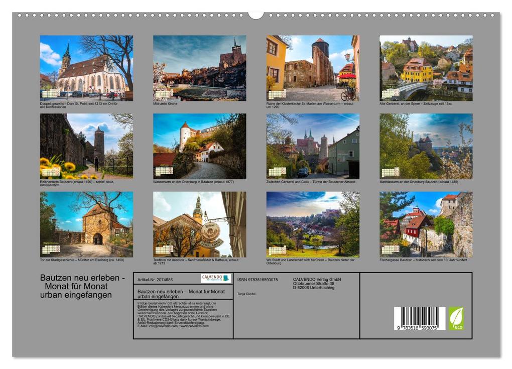 Weitere Ansicht: Bautzen neu erleben - Monat für Monat urban eingefangen (hochwertiger Premium Wandkalender 2026 DIN A2 quer), Kunstdruck in Hochglanz | Tanja Riedel, Calvendo