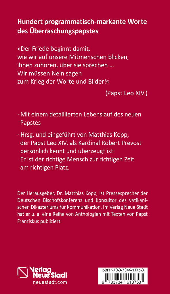 Weitere Ansicht: Der Friede sei mit euch allen! | Leo XIV. (Papst)