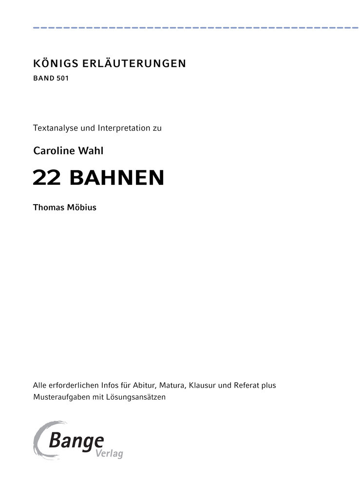 Weitere Ansicht: 22 Bahnen von Caroline Wahl - Textanalyse und Interpretation | Caroline Wahl
