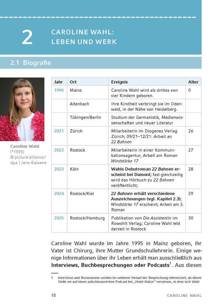 Weitere Ansicht: 22 Bahnen von Caroline Wahl - Textanalyse und Interpretation | Caroline Wahl