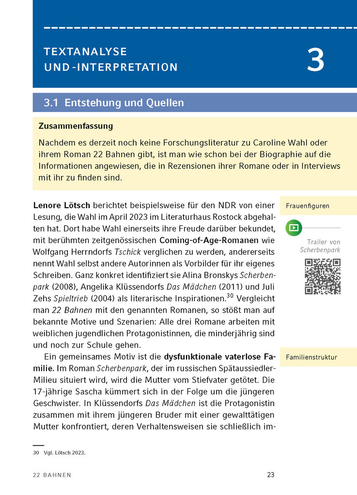 Weitere Ansicht: 22 Bahnen von Caroline Wahl - Textanalyse und Interpretation | Caroline Wahl