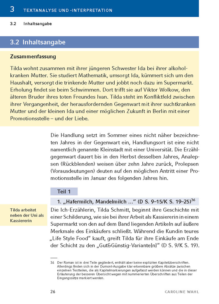 Weitere Ansicht: 22 Bahnen von Caroline Wahl - Textanalyse und Interpretation | Caroline Wahl