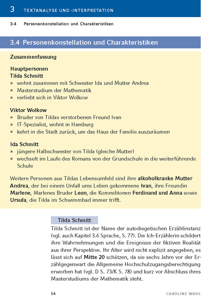 Weitere Ansicht: 22 Bahnen von Caroline Wahl - Textanalyse und Interpretation | Caroline Wahl