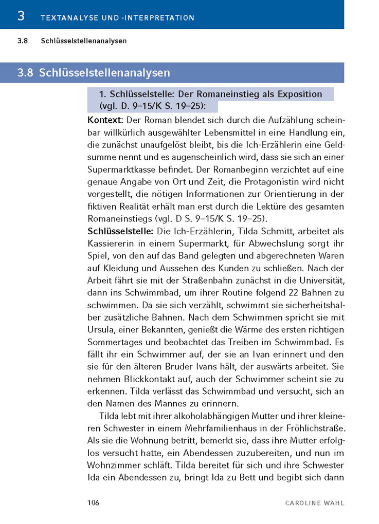 Weitere Ansicht: 22 Bahnen von Caroline Wahl - Textanalyse und Interpretation | Caroline Wahl