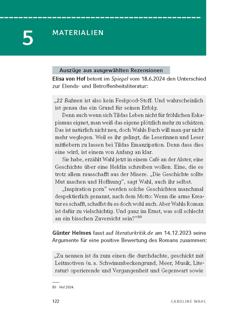 Weitere Ansicht: 22 Bahnen von Caroline Wahl - Textanalyse und Interpretation | Caroline Wahl