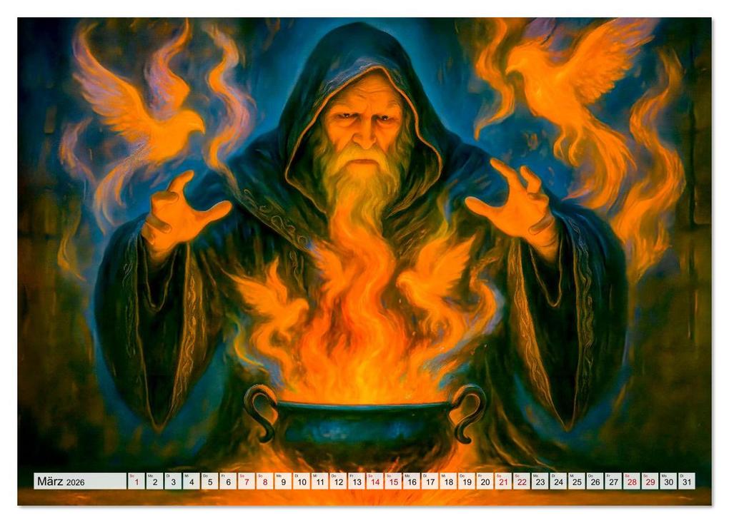 Weitere Ansicht: Magische Meister - Kalender über Zauberer und ihre Kräfte (Tischkalender 2026 DIN A5 quer), CALVENDO Monatskalender | Anja Frost, Calvendo