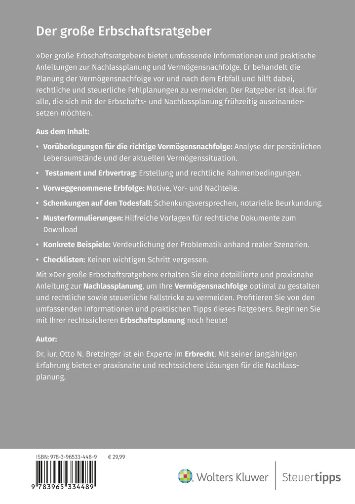 Weitere Ansicht: Der große Erbschaftsratgeber | Otto N. Bretzinger