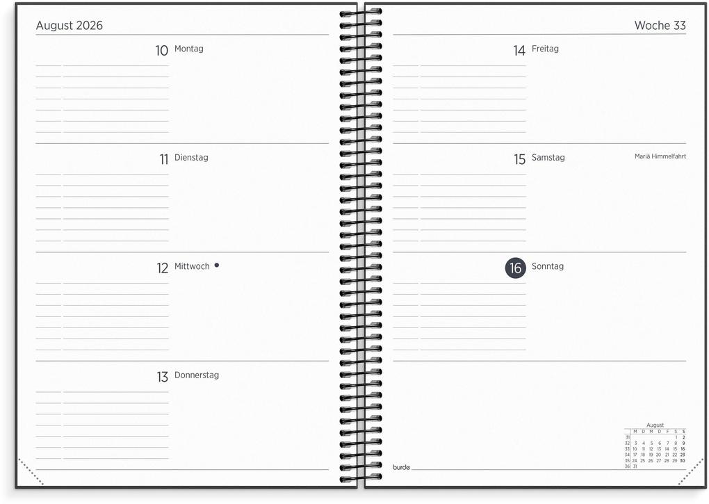 Weitere Ansicht: Burde Kalender Organizer & Notes 2026 schwarz