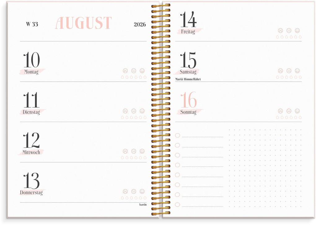 Weitere Ansicht: Burde Life Planner Pink Horizontal 2026