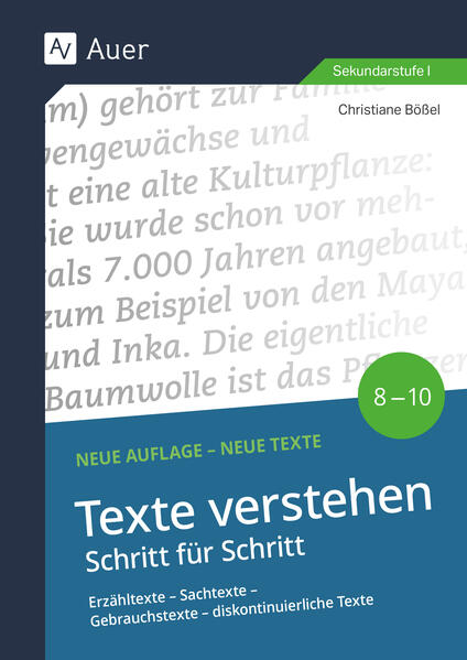 Produktbild: Texte verstehen - Schritt für Schritt Klasse 8-10 | Christiane Bößel