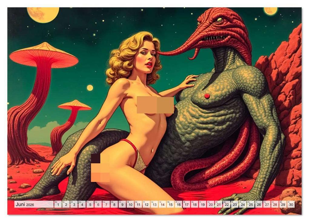 Weitere Ansicht: Spicy Fantasy - Vintage Horror und nackte Haut (Wandkalender 2026 DIN A4 quer), CALVENDO Monatskalender | pixs:sell pixs:sell, Calvendo, pixs:sell, Sell Pixs:Sell