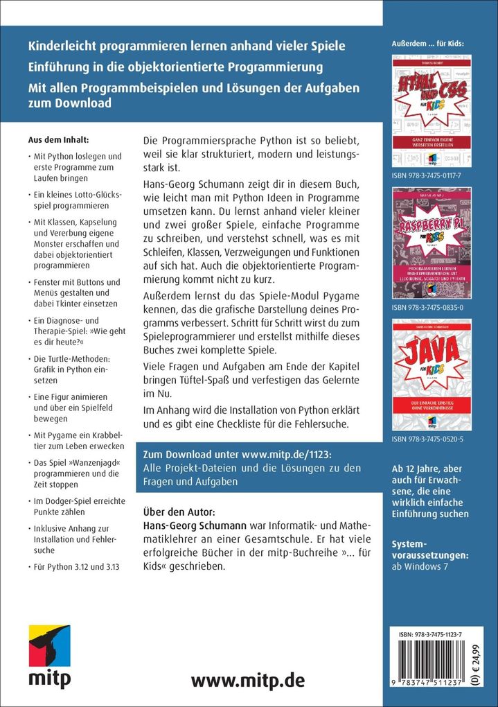 Weitere Ansicht: Python für Kids | Hans-Georg Schumann