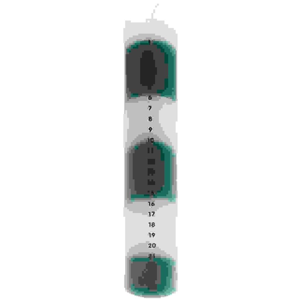 Produktbild: Adventskalender Kerze 1-24, Grün/Weiß