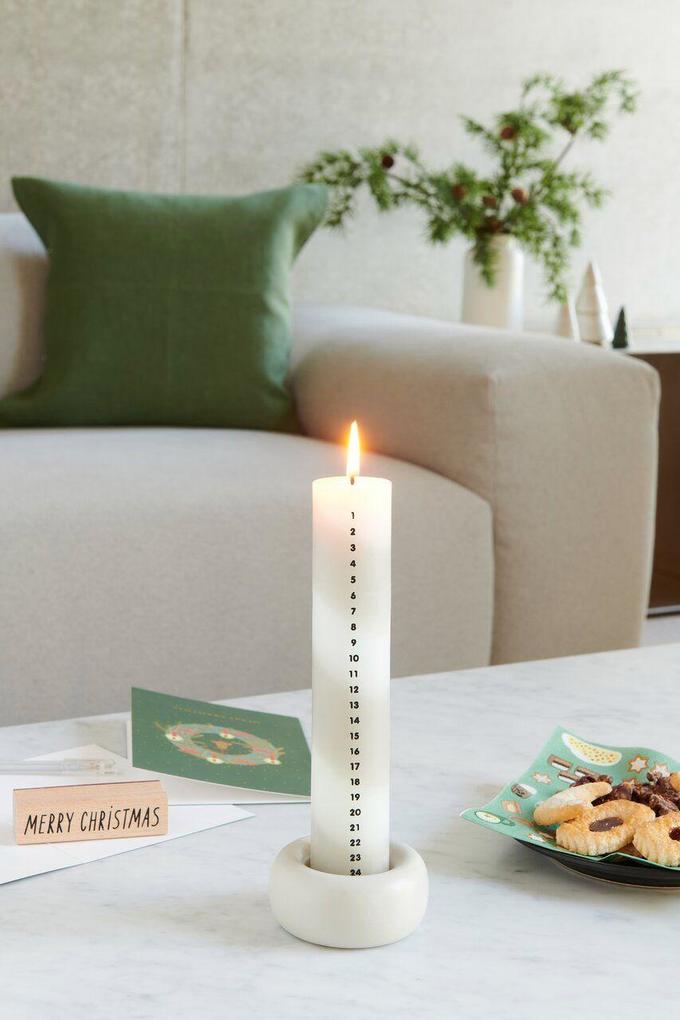 Weitere Ansicht: Adventskalender Kerze 1-24, Beige/Weiß