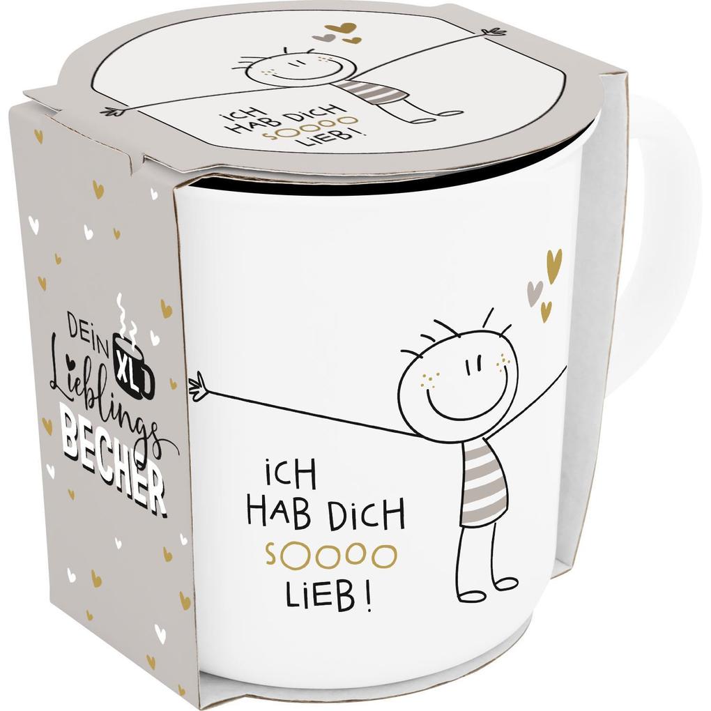Weitere Ansicht: XL-Becher in Emailleoptik "Hab dich sooo lieb"