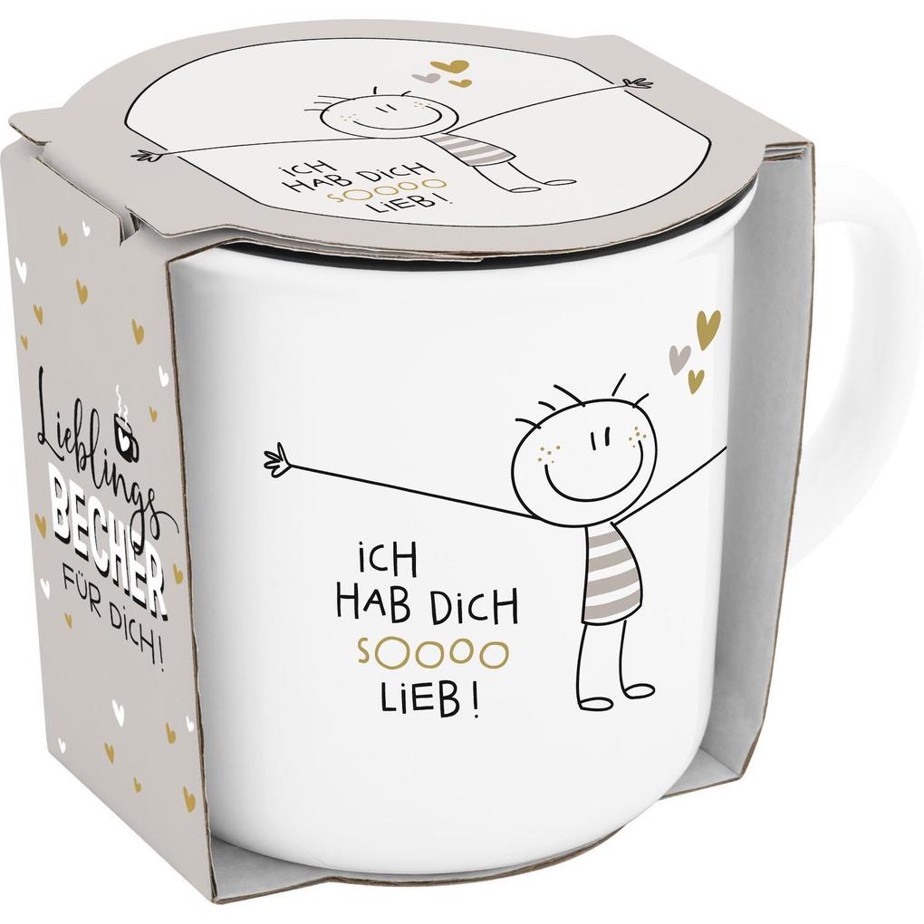 Weitere Ansicht: Becher in Emailleoptik "Hab dich sooo lieb"