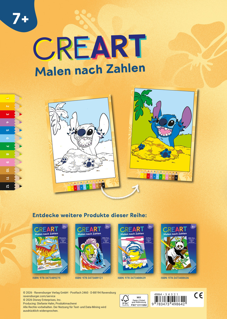Weitere Ansicht: CreArt Malen nach Zahlen ab 7 Disney - Lilo & Stitch