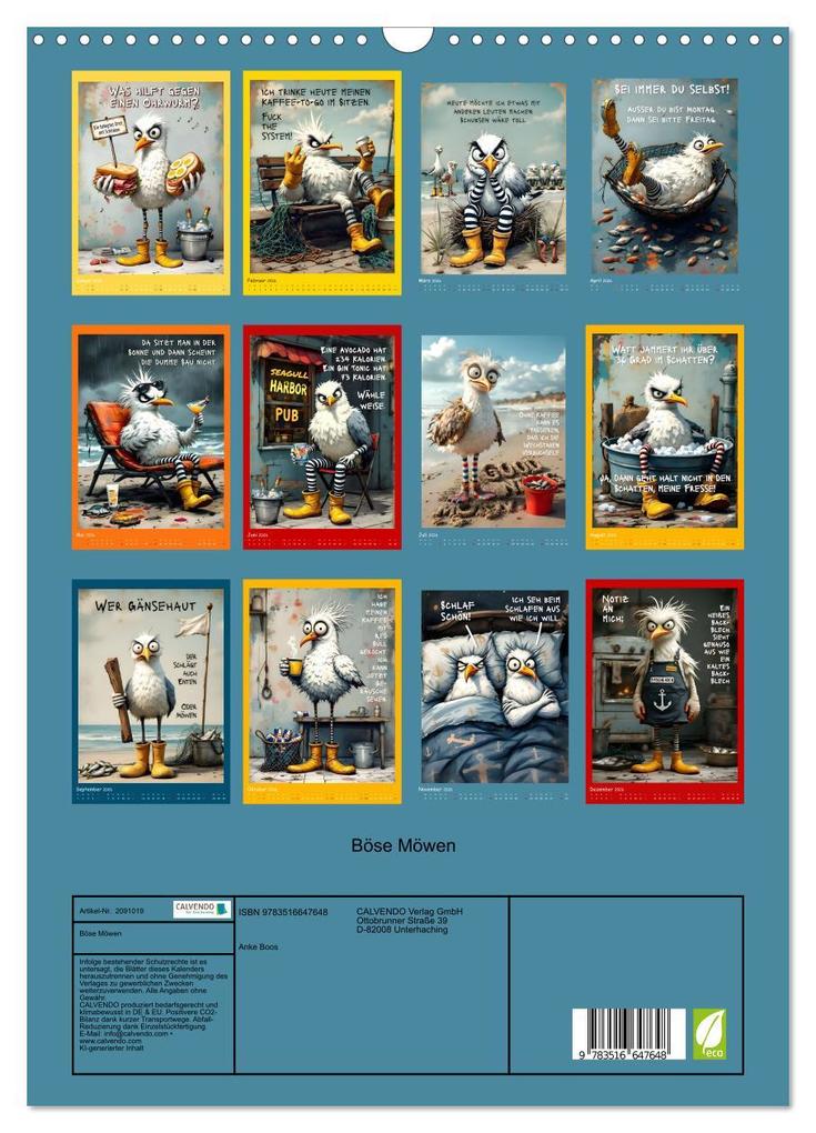 Weitere Ansicht: Böse Möwen (Wandkalender 2026 DIN A3 hoch), CALVENDO Monatskalender | Dinklage, Anke Boos, Calvendo, Dinklage Boos