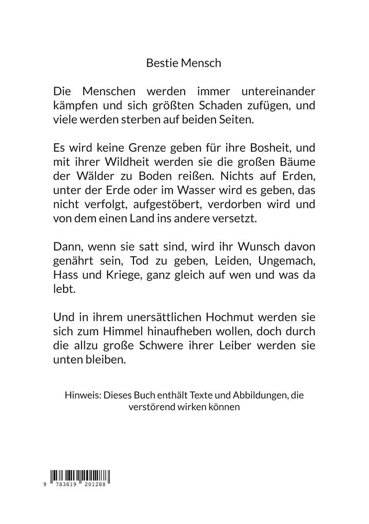 Weitere Ansicht: Bestie Mensch | Peter Sohler
