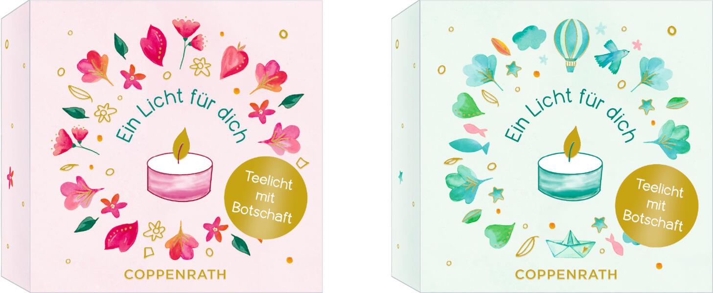 Produktbild: Teelicht mit Botschaft - Ein Licht für dich (rosa, grün)