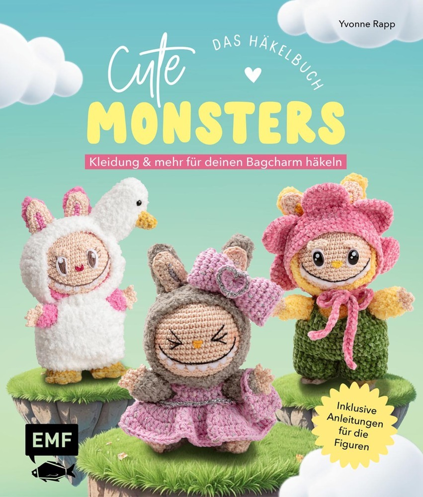 Produktbild: Cute Monsters - Das Häkelbuch für Labubu-Fans - inklusive Anleitungen für die Figuren! | Yvonne Rapp