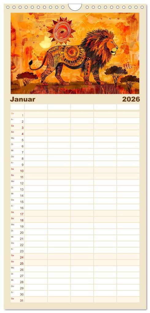 Weitere Ansicht: Familienplaner 2026 - Abstraktes Afrika - Wilde Savanne in leuchtenden Farben mit 5 Spalten (Wandkalender, 21 x 45 cm) CALVENDO | Calvendo, Anja Frost
