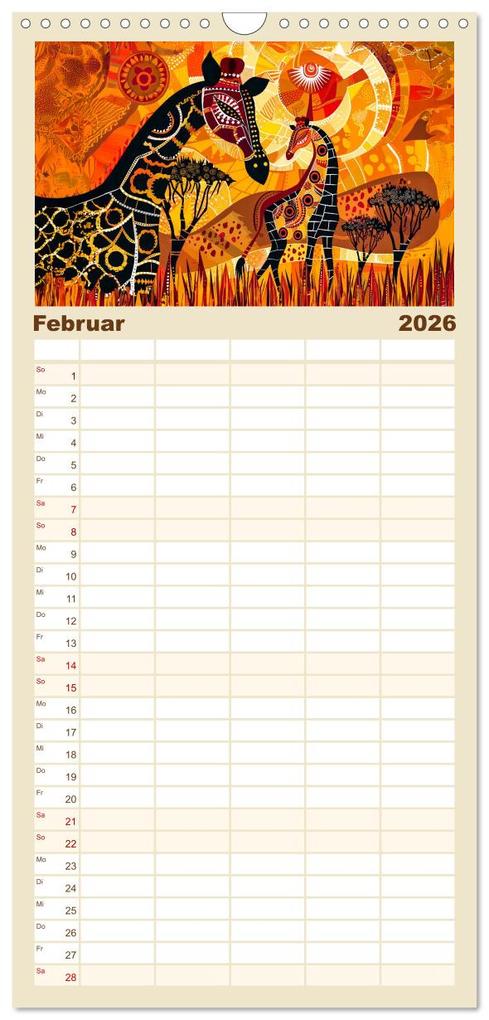 Weitere Ansicht: Familienplaner 2026 - Abstraktes Afrika - Wilde Savanne in leuchtenden Farben mit 5 Spalten (Wandkalender, 21 x 45 cm) CALVENDO | Calvendo, Anja Frost