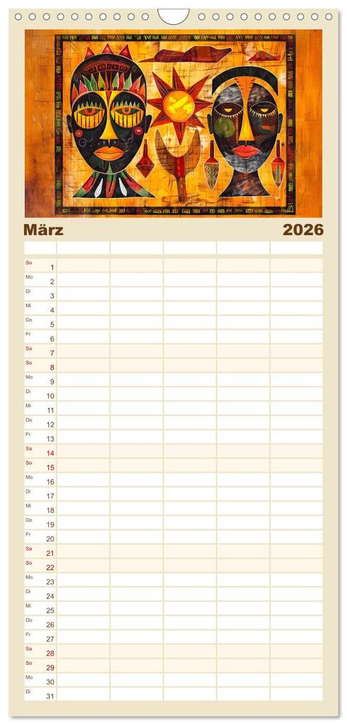 Weitere Ansicht: Familienplaner 2026 - Abstraktes Afrika - Wilde Savanne in leuchtenden Farben mit 5 Spalten (Wandkalender, 21 x 45 cm) CALVENDO | Calvendo, Anja Frost