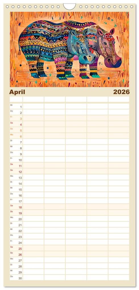 Weitere Ansicht: Familienplaner 2026 - Abstraktes Afrika - Wilde Savanne in leuchtenden Farben mit 5 Spalten (Wandkalender, 21 x 45 cm) CALVENDO | Calvendo, Anja Frost