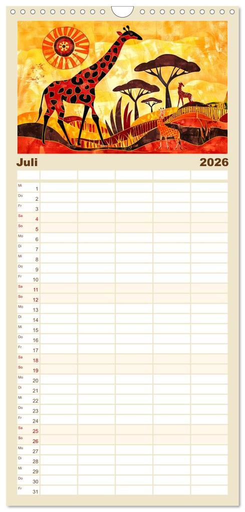 Weitere Ansicht: Familienplaner 2026 - Abstraktes Afrika - Wilde Savanne in leuchtenden Farben mit 5 Spalten (Wandkalender, 21 x 45 cm) CALVENDO | Calvendo, Anja Frost