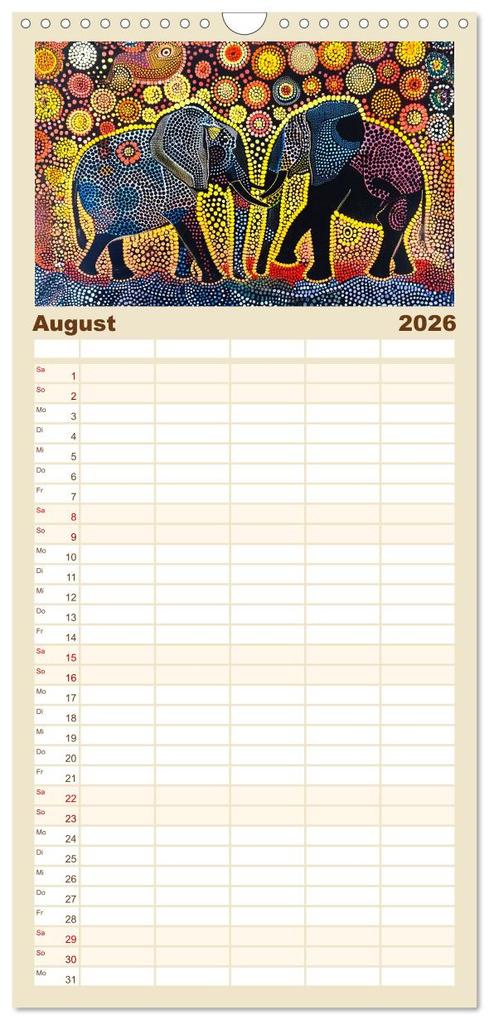 Weitere Ansicht: Familienplaner 2026 - Abstraktes Afrika - Wilde Savanne in leuchtenden Farben mit 5 Spalten (Wandkalender, 21 x 45 cm) CALVENDO | Calvendo, Anja Frost