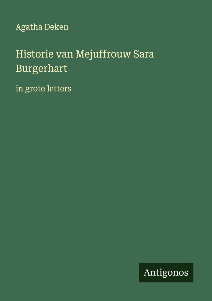 Produktbild: Historie van Mejuffrouw Sara Burgerhart | Agatha Deken