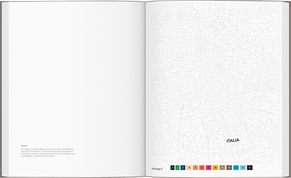 Weitere Ansicht: Italien - Das große Ausmalbuch nach Zahlen | Caroline Drogo
