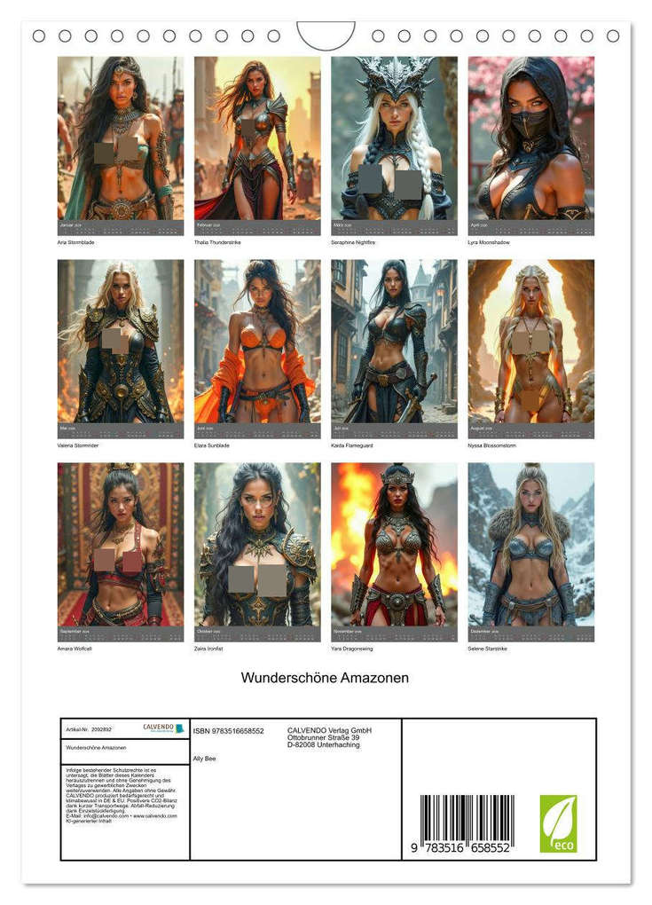 Weitere Ansicht: Wunderschöne Amazonen (Wandkalender 2026 DIN A4 hoch), CALVENDO Monatskalender | Ally Bee, Calvendo
