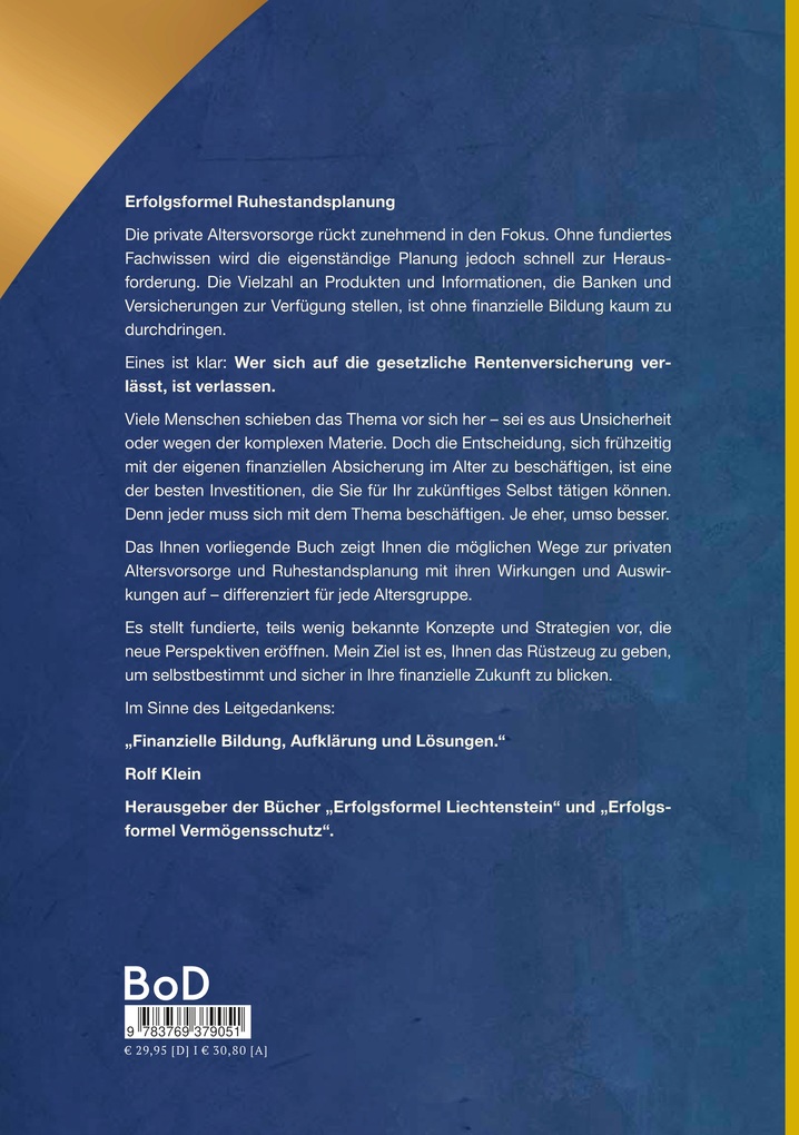 Weitere Ansicht: Erfolgsformel Ruhestandsplanung | Rolf Klein