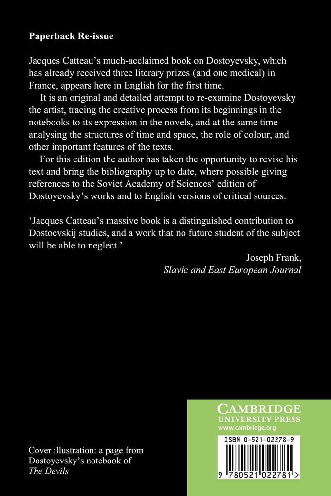 Weitere Ansicht: Dostoyevsky and the Process of Literary Creation | Jacques Catteau