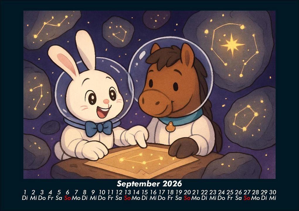 Weitere Ansicht: Bouncy & Huf - Im Weltraum 2026 Fotokalender DIN A5 | Kevin Heber, Tobias Schmitt