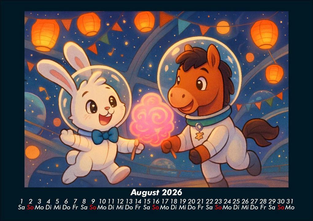 Weitere Ansicht: Bouncy & Huf - Im Weltraum 2026 Fotokalender DIN A5 | Kevin Heber, Tobias Schmitt